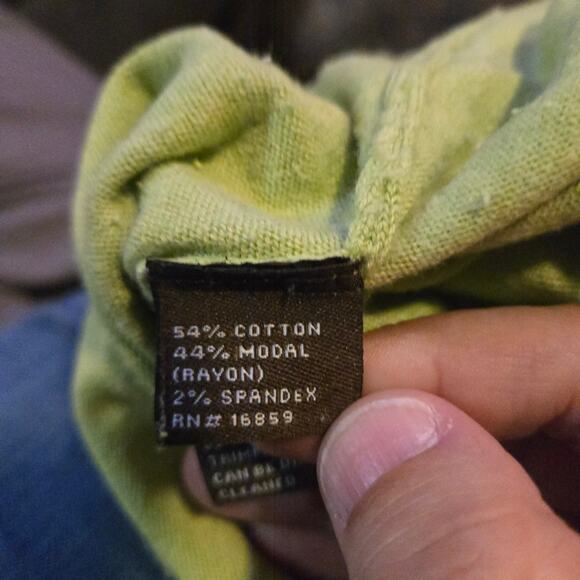 J. McLaughlin Size S Green Henley 3/4 Sleeve Button Top - Picture 4 of 9